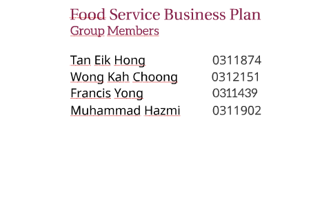 Food Service Business PLan Project by Hazmi Hafiz on Prezi