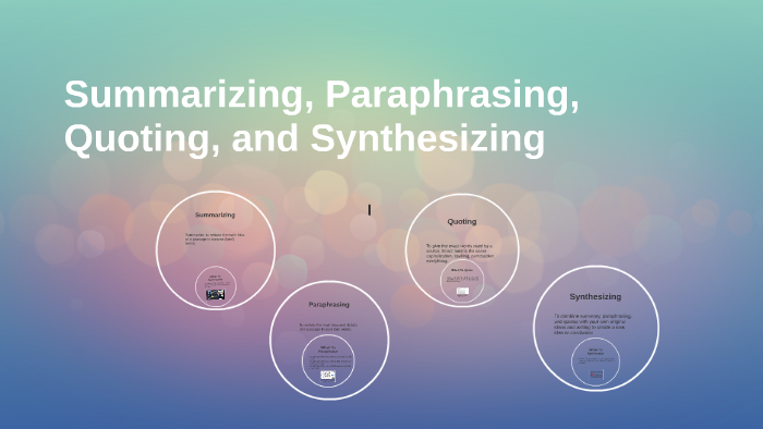 summarising synthesising and paraphrasing