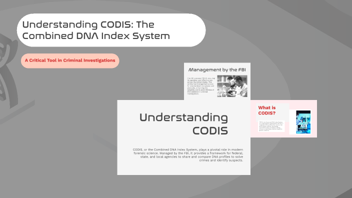 Codis System Understanding CODIS: The Combined DNA Index System by saba sabouri on Prezi