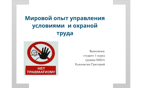 Мировой опыт управления условиями и охраной труда реферат 7311