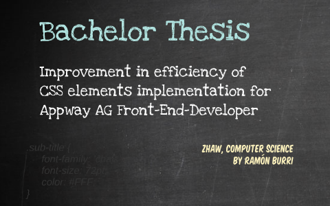 Bachelor thesis - Final presentation by Ramón Burri on Prezi