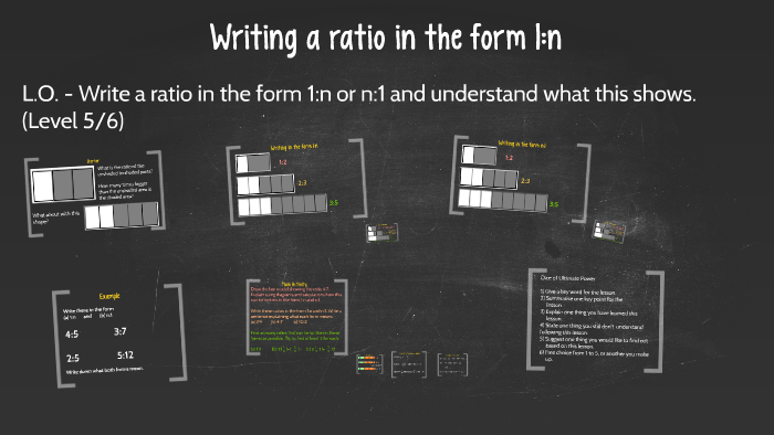 Writing a ratio in the form 1:n by Mr Mattock on Prezi