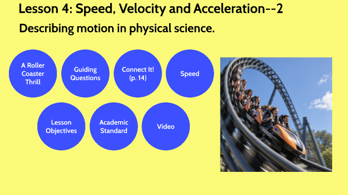 Velocity Lesson Lesson 4: Speed, Velocity and Acceleration--Part 2 by Becky Clark on Prezi