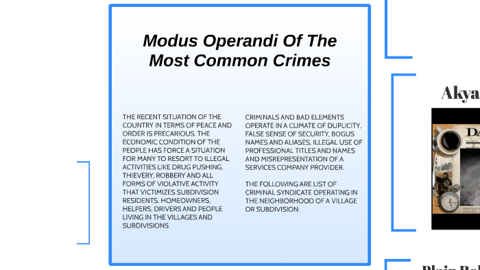 Modus Operandi Of The Most Common Crimes By Ct Orgs