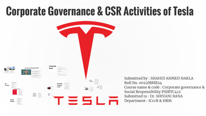 Corporate Governance & CSR Activities of Tesla by Reeladda on Prezi