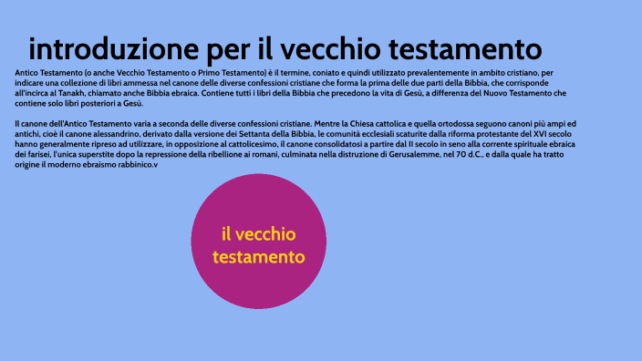 Il nuovo e il vecchio testamento by Cesare Cisca on Prezi