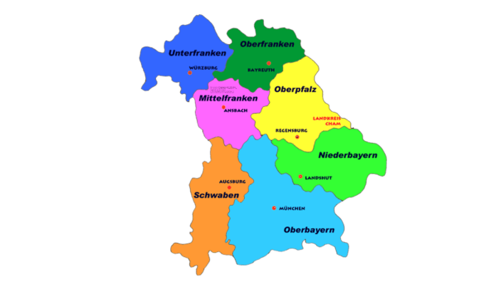 Bayern Regierungsbezirke Mit Hauptstädte Karte