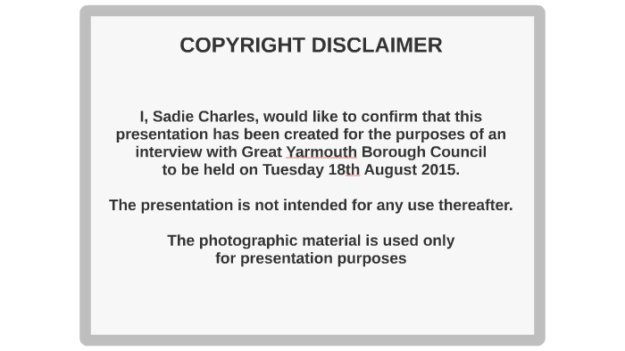 sample disclaimer statement for presentation