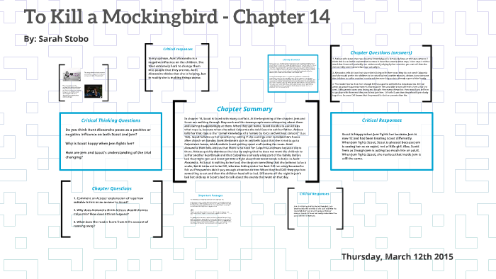 to kill a mockingbird questions and answers chapter 14