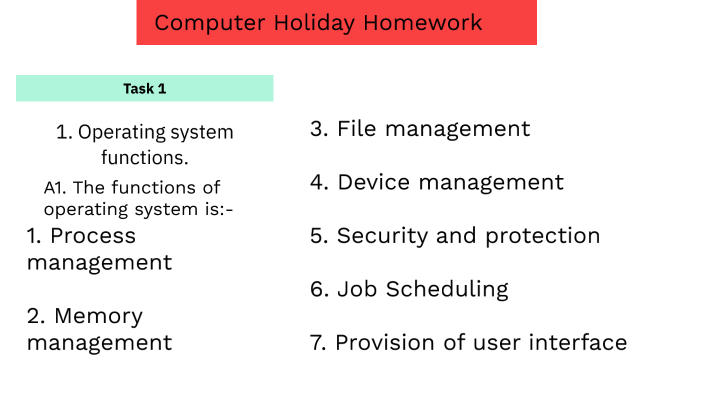 computer holiday homework class 7