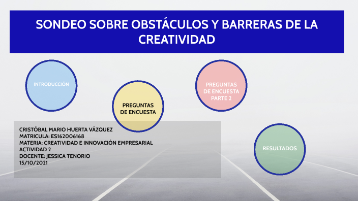 SONDEO SOBRE OBSTÁCULOS Y BARRERAS DE LA CREATIVIDAD by CRISTOBAL MARIO