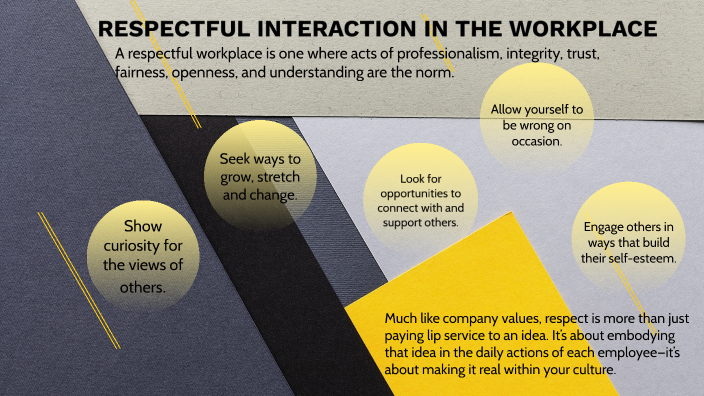 WAYS OF SHOWING RESPECT TO THE WORKPLACE By Gelyn Mhicaela Agonoy On Prezi