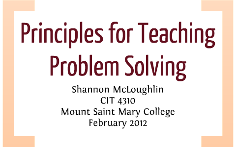 principles for teaching problem solving