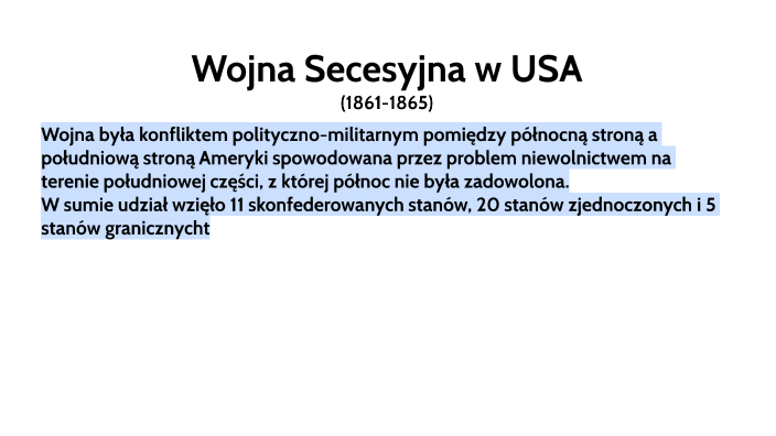 Wojna Secesyjna w USA by Tomasz Gala on Prezi