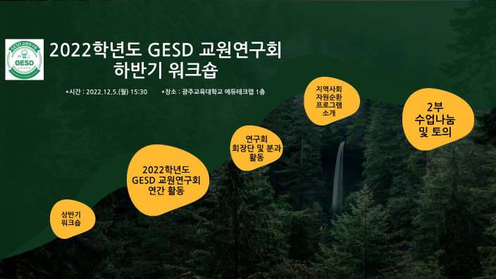 [End] 2022학년도 GESD 교원연구회 하반기 워크숍 by 초등학교 지한 on Prezi
