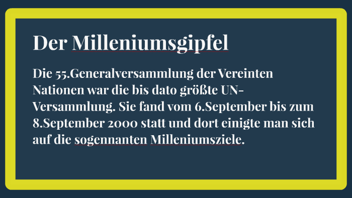 Die Milleniumsziele by Patrick Döbereiner on Prezi