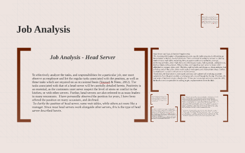 Job Analysis Head Server By Jan Day