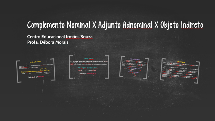 Complemento Nominal X Adjunto Adnominal X Objeto Indireto by Débora ...