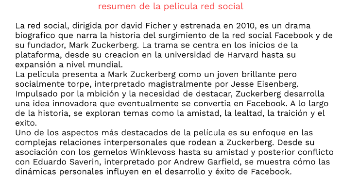 Resumen De La Película Red Social