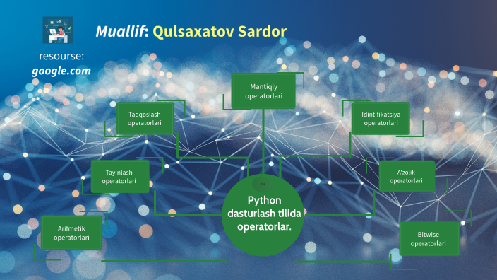 Python dasturlash tilida operatorlar. by Sardor Qulsaxatov on Prezi
