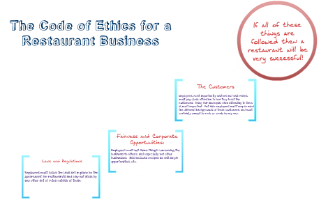 The Code Of Ethics For A Restaurant Business By Spencer Singletary