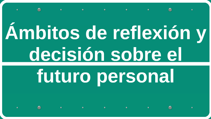 Ámbitos de reflexión y decisión sobre el futuro personal by Miranda