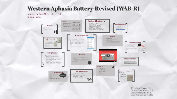 western aphasia battery overview