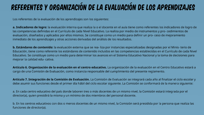 Reglamento De Evaluacion De Los Aprendizajes 1171 2010 By Elsa Domingo On Prezi 2273