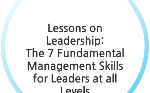 Lessons On Leadership: The 7 Fundamental Management Skills For ...