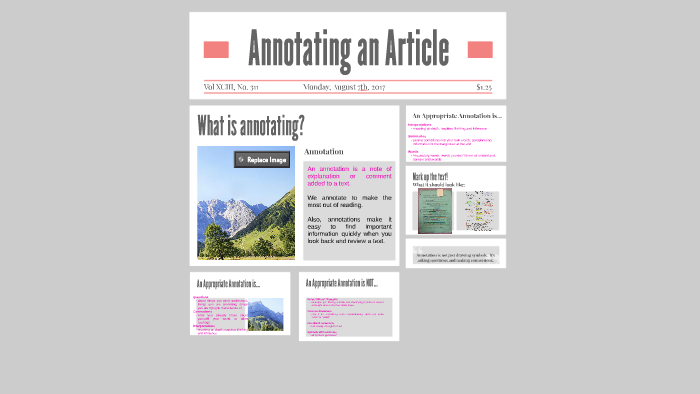 images of annotating an article