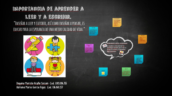 Importancia de aprender a leer y a escribir. by Dayana Acuña Sossa on Prezi