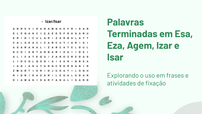 Palavras Terminadas em Esa, Eza, Agem, Izar e Isar by Rodrigo Dunquer ...