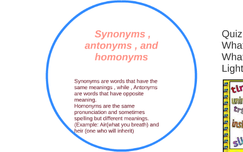 Synonyms, Antonyms and Homonyms - Verbal Ability (VA) and Reading