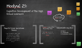 cognitive development of the high school learners