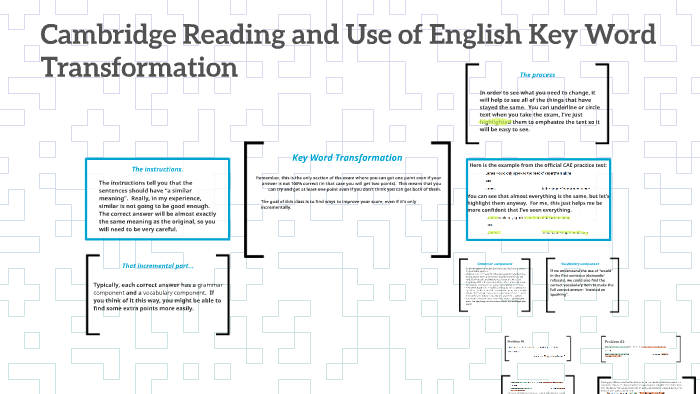 Cambridge Reading and Use of English Key Word Transformation by