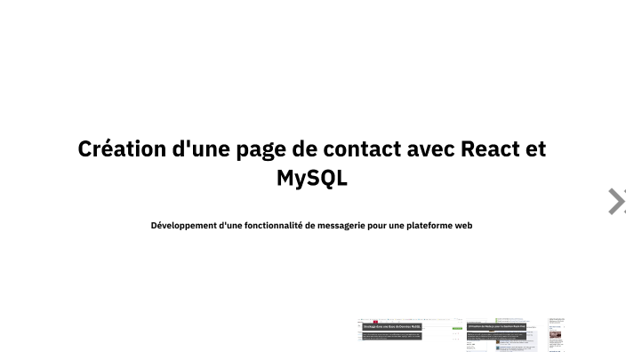 Mysql Contact Création d'une page de contact avec React et MySQL by Benboubker ...