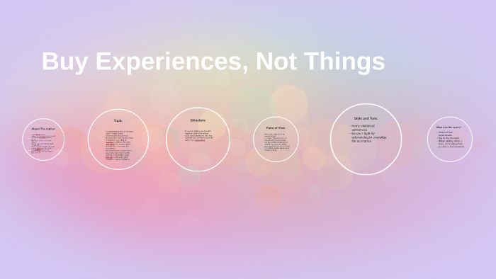 buy experiences not things essay