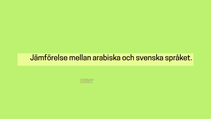 Jämförelse Mellan Arabiska Och Svenska