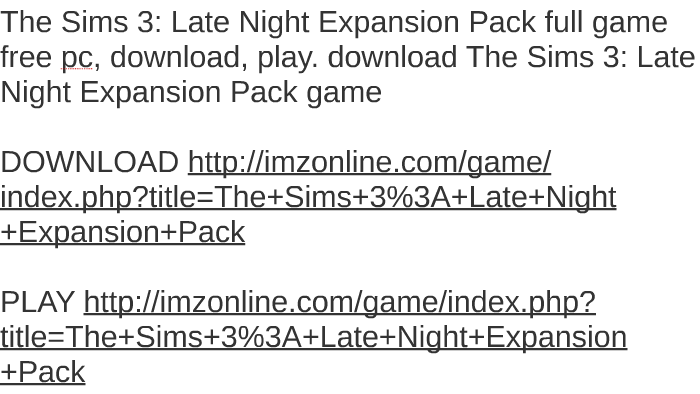 sims 3 late night pc