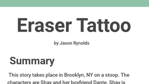 Ms DeVriess Classroom Blog Eraser Tattoo by Jason Reynolds