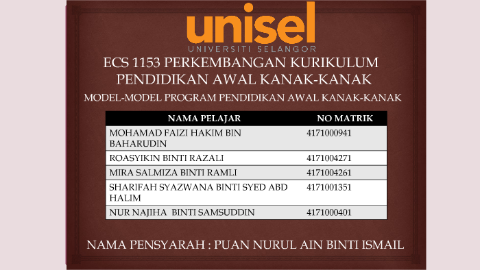 Model Kurikulum Pendidikan Awal Kanak-kanak By Ekin Zalie