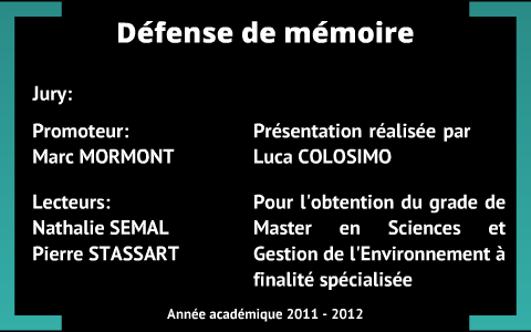 Défense mémoire 2012 master en sciences et gestion de l'environnement ...