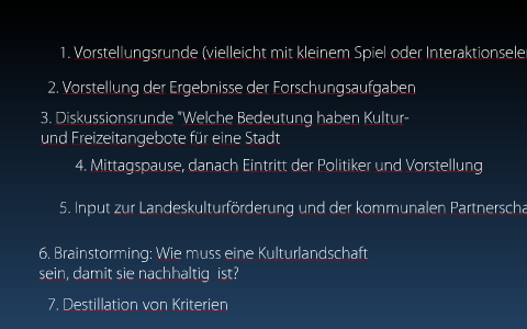 Mindmap für die Workshopplanung 7 Tage Zukunft Bereich Kultur by ...