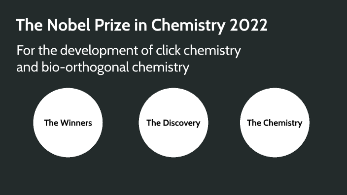 Nobel prize in Chemistry. Click chemistry and bio-orthogonal chemistry ...