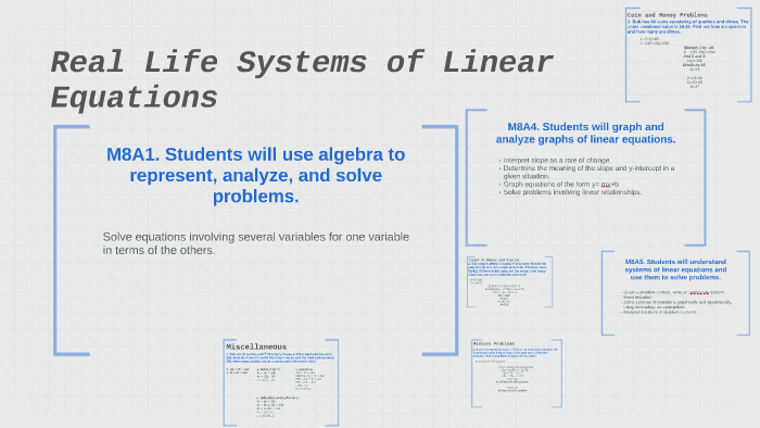 Real Life Systems of Linear Equations by Estevan Luciano on Prezi