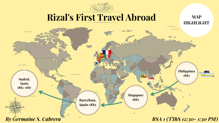 first travel of rizal abroad