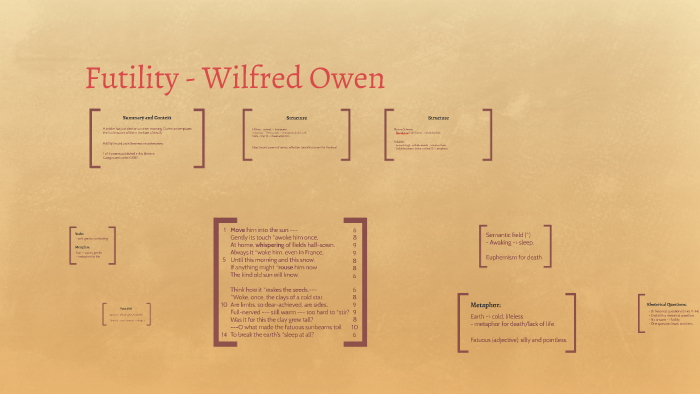 futility poem by wilfred owen analysis