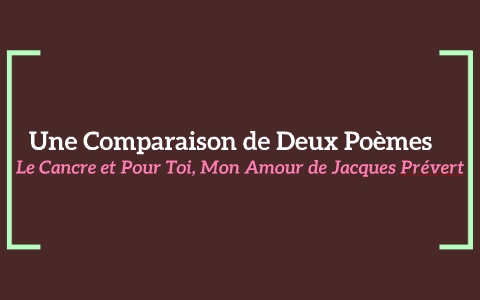 Une Comparaison De Deux Poemes By Ali Lawl