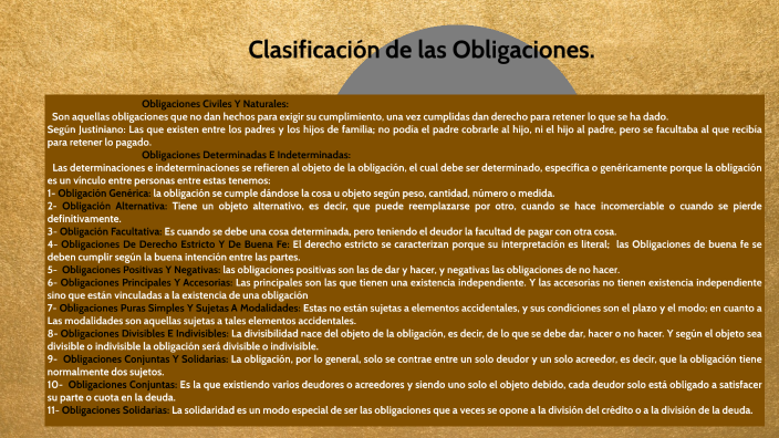 Clasificacion de las Obligaciones by Pedro Cordero