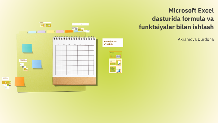 microsoft excel dasturida formula va funksiyalar bilan ishlash